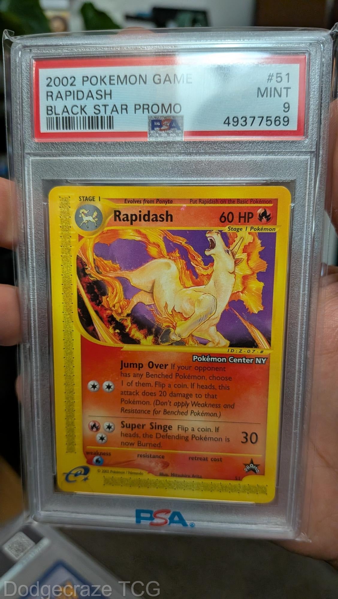 2002 Pokemon Game Promo Rapidash Black Star-pokemon Center Ny 51 PSA 9