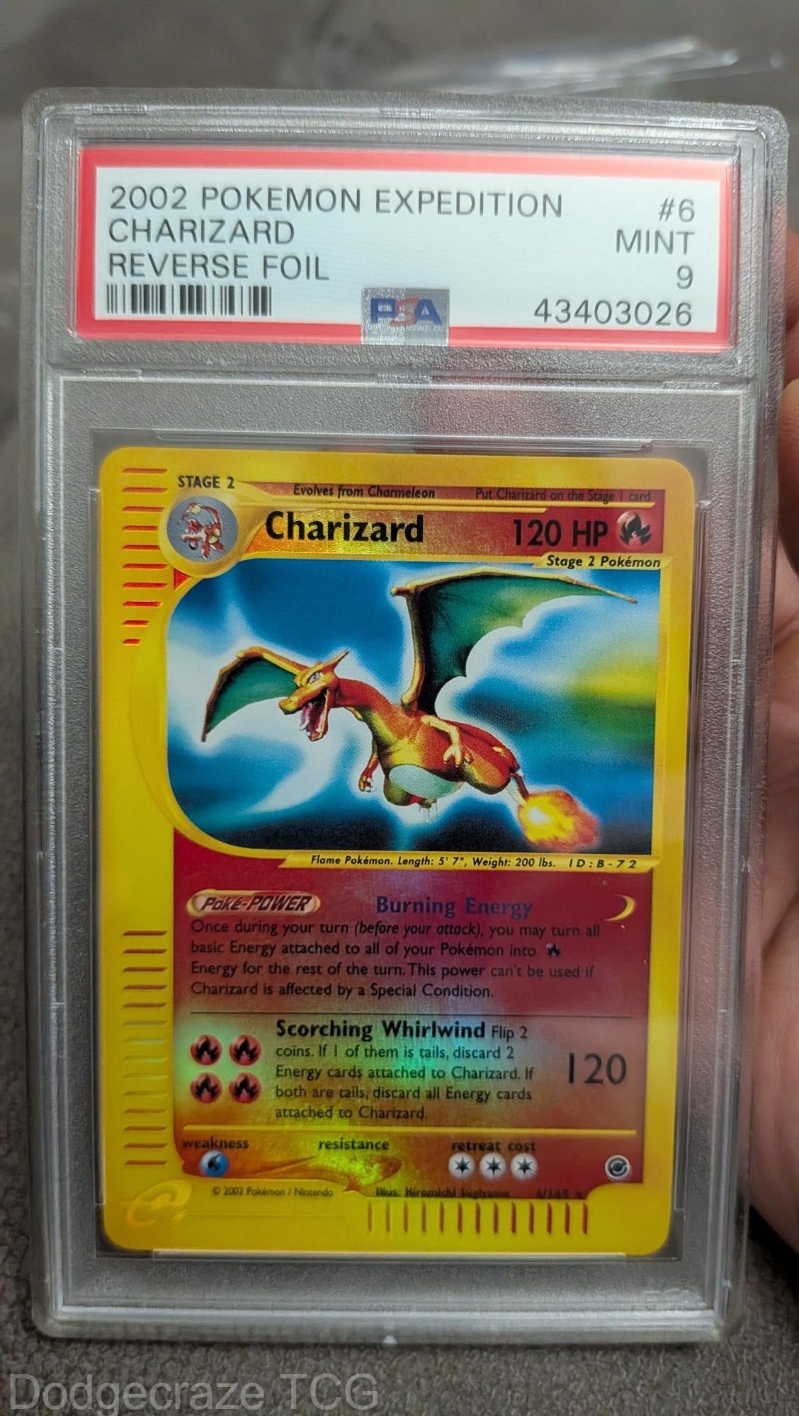 2002 Pokemon Expedition Charizard Reverse Holo 6/165 PSA 9