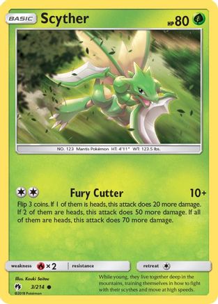 Scyther 003/214  - Reverse Holofoil SM  Lost Thunder - Common