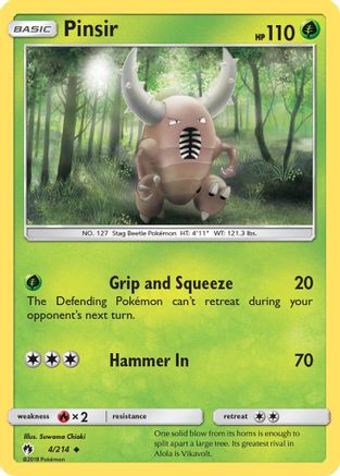 Pinsir 004  - Reverse Holofoil SM  Lost Thunder - Uncommon