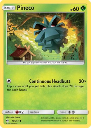 Pineco 015  - Reverse Holofoil SM  Lost Thunder - Common