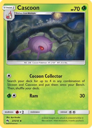 Cascoon 027/214  - Reverse Holofoil SM  Lost Thunder - Uncommon
