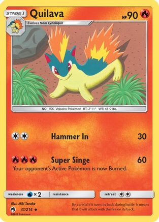 Quilava 041/214  - Reverse Holofoil SM  Lost Thunder - Uncommon
