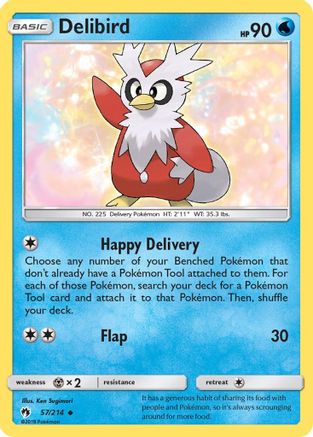 Delibird 057/214  - Reverse Holofoil SM  Lost Thunder - Uncommon