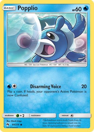 Popplio (64) 064/214  - Reverse Holofoil SM  Lost Thunder - Common