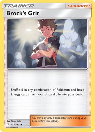 Brock's Grit 135/181  - Reverse Holofoil SM  Team Up - Uncommon