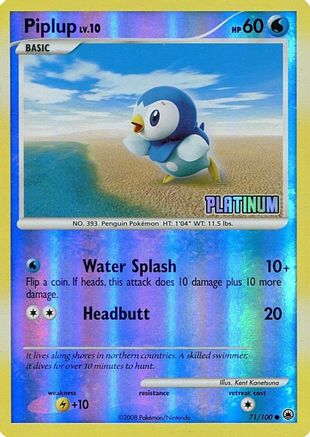 Piplup 071/100  - Reverse Holofoil Burger King Promos - Promo