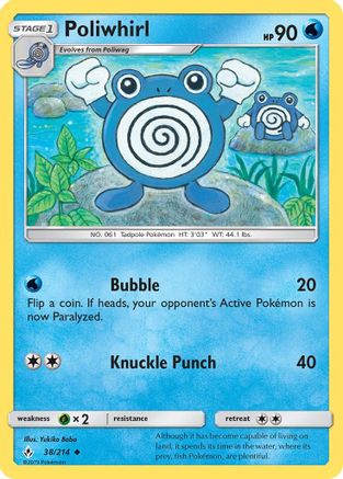 Poliwhirl 038/214  - Reverse Holofoil SM  Unbroken Bonds - Uncommon