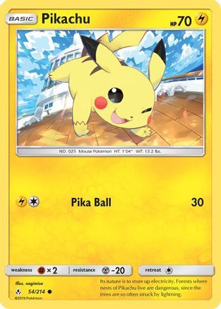 Pikachu 054/214  SM  Unbroken Bonds - Common