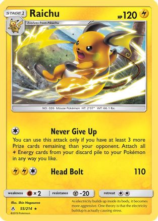 Raichu 055/214  SM  Unbroken Bonds - Rare