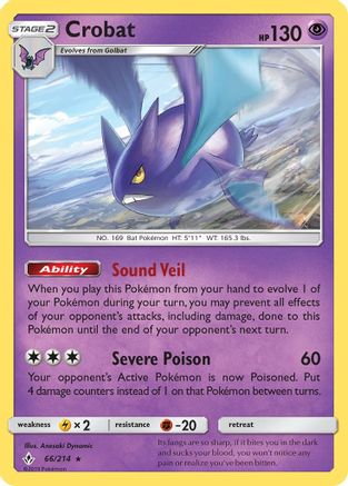 Crobat 066/214  - Reverse Holofoil SM  Unbroken Bonds - Holo Rare