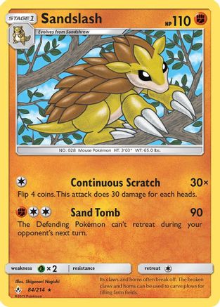 Sandslash 084  - Reverse Holofoil SM  Unbroken Bonds - Rare