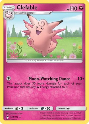 Clefable 133/214  - Reverse Holofoil SM  Unbroken Bonds - Rare