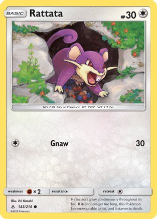 Rattata 143/214  - Reverse Holofoil SM  Unbroken Bonds - Common