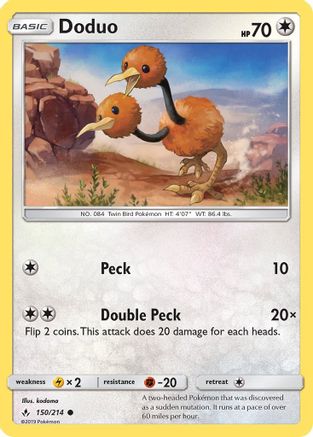 Doduo 150/214  - Reverse Holofoil SM  Unbroken Bonds - Common