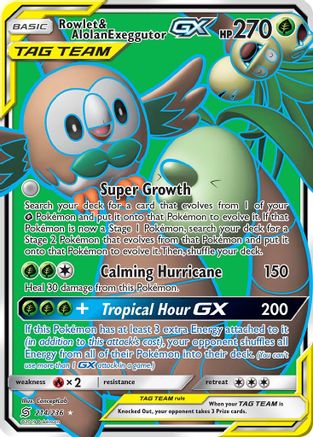 Rowlet & Alolan Exeggutor GX (Full Art) 214  - Holofoil SM  Unified Minds - Ultra Rare