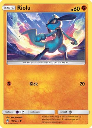 Riolu (116) 116/236  - Reverse Holofoil SM  Unified Minds - Common