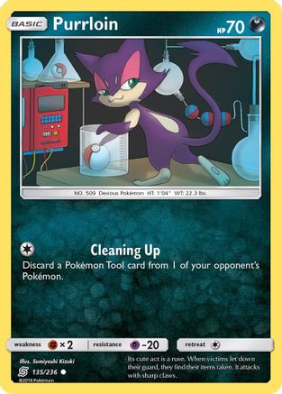 Purrloin 135/236  - Reverse Holofoil SM  Unified Minds - Common
