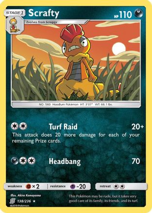 Scrafty 138  - Reverse Holofoil SM  Unified Minds - Rare