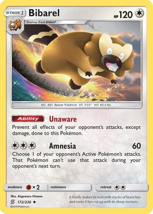 Bibarel 172  SM  Unified Minds - Uncommon
