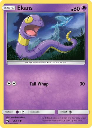 Ekans (26) 026/68  - Reverse Holofoil Hidden Fates - Common