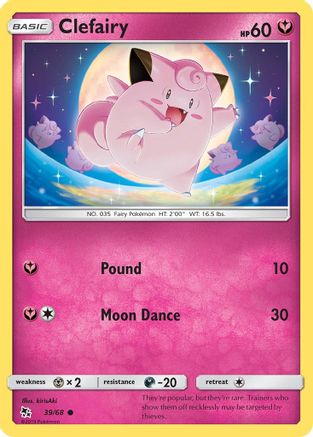 Clefairy (39) 039/68  - Reverse Holofoil Hidden Fates - Common