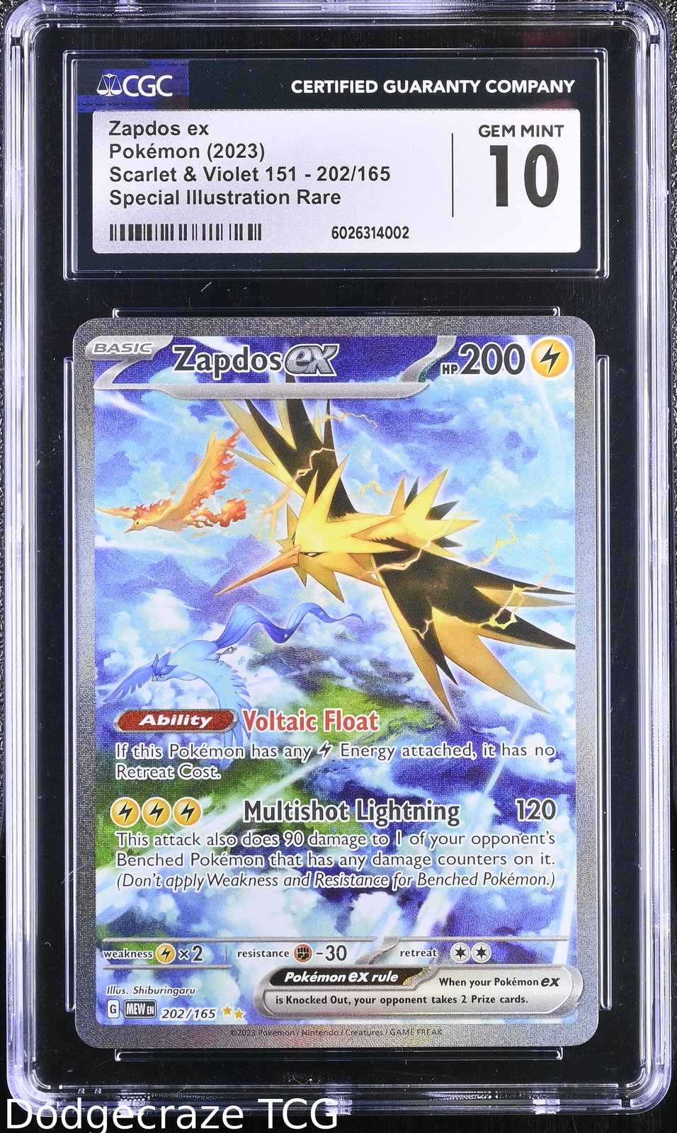 2023 Pokemon Zapdos EX Special Illustration Rare 202/165 CGC 10