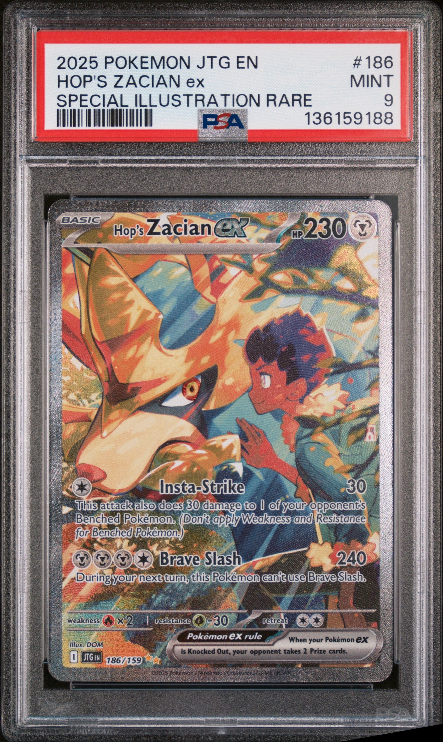 2025 Pokemon Hop's Zacian EX Special Illustration Rare 186/159 PSA 9
