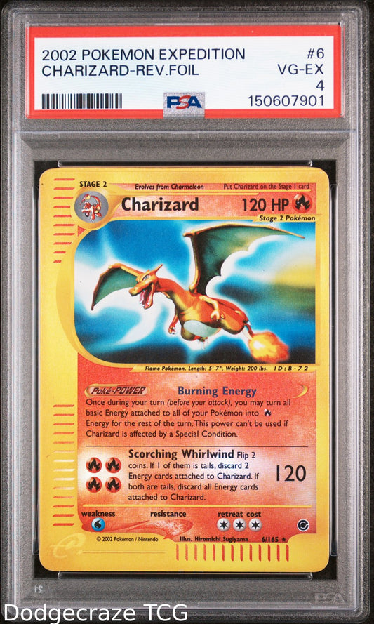 2002 Pokemon Expedition Charizard Reverse Holo 6/165 PSA 4