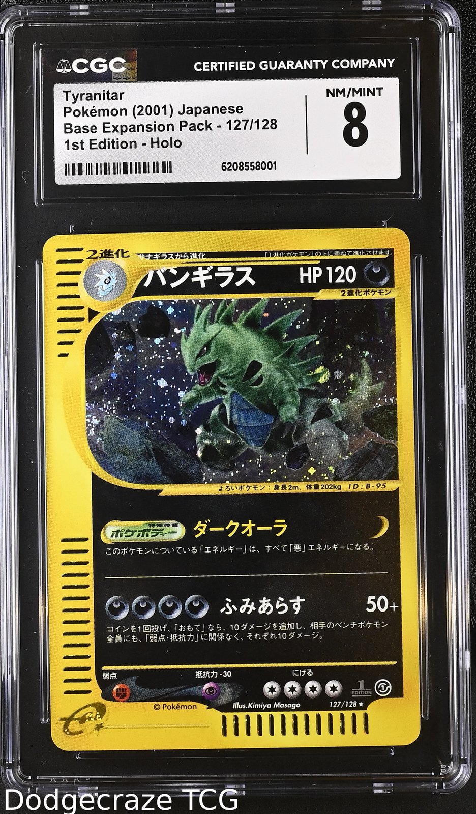 2001 Pokemon Base Expansion Pack Tyranitar 1st Edition Holo 127/128 CGC 8