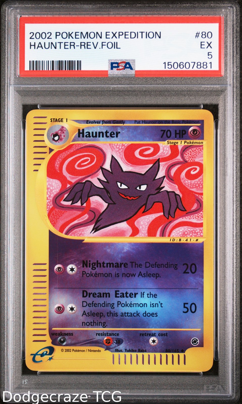 2002 Pokemon Expedition Haunter Reverse Holo 80/165 PSA 5