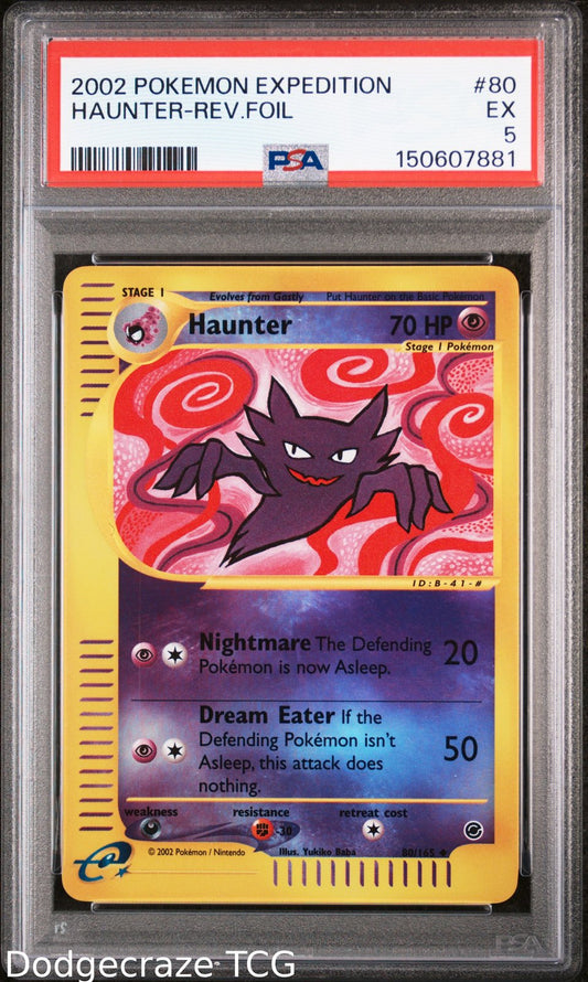2002 Pokemon Expedition Haunter Reverse Holo 80/165 PSA 5
