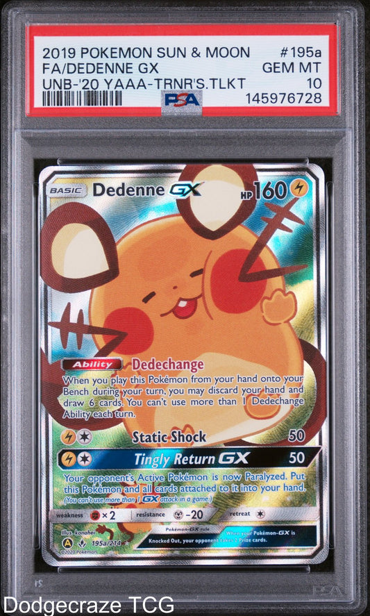 2019 Pokemon Dedenne Gx 2020 195a/214 PSA 10