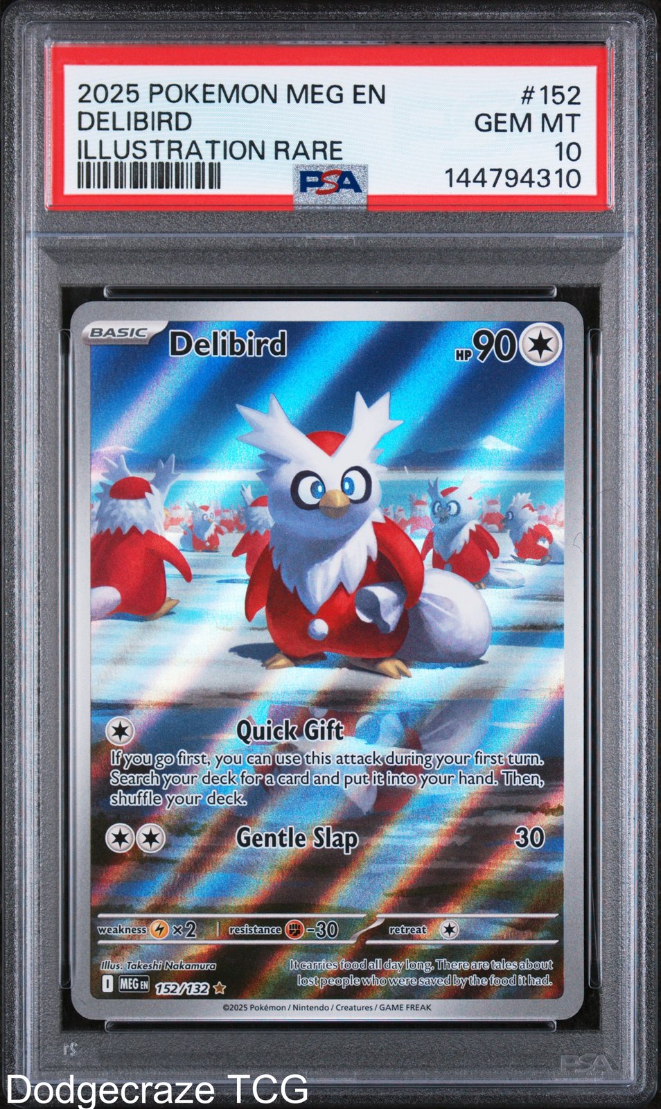 2025 Pokemon Meg En-mega Evolution Delibird Illustration Rare 152/132 PSA 10