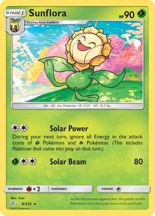 Sunflora 008/236  - Reverse Holofoil SM  Cosmic Eclipse - Rare