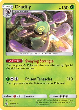 Cradily 011/236  - Reverse Holofoil SM  Cosmic Eclipse - Rare