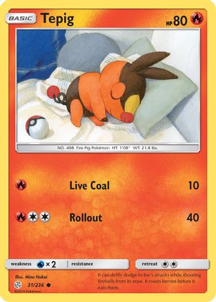 Tepig 031/236  - Reverse Holofoil SM  Cosmic Eclipse - Common