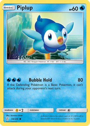 Piplup 054/236  - Reverse Holofoil SM  Cosmic Eclipse - Common