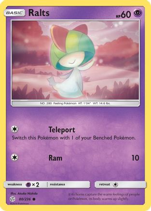 Ralts 080/236  - Reverse Holofoil SM  Cosmic Eclipse - Common