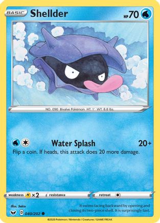Shellder 040/202  - Reverse Holofoil SWSH01 Sword & Shield Base Set - Common