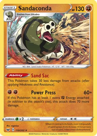 Sandaconda (110) 110  - Holofoil SWSH01 Sword & Shield Base Set - Holo Rare