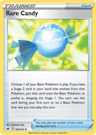 Rare Candy 180/202  - Reverse Holofoil SWSH01 Sword & Shield Base Set - Uncommon