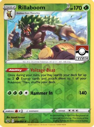 Rillaboom 014/202  - Reverse Holofoil League & Championship Cards - Promo