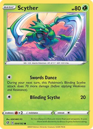 Scyther 004/192  SWSH02 Rebel Clash - Common