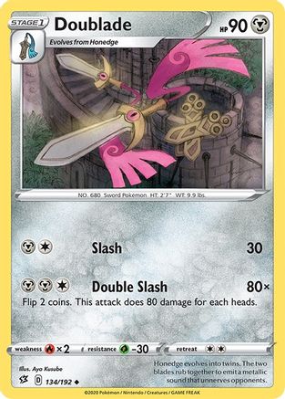 Doublade 134/192  - Reverse Holofoil SWSH02 Rebel Clash - Uncommon