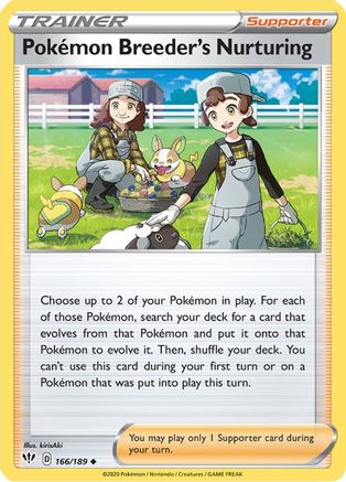 Pokemon Breeder's Nurturing 166/189  SWSH03 Darkness Ablaze - Uncommon