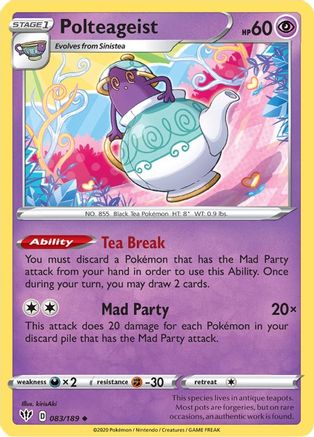 Polteageist 083/189  SWSH03 Darkness Ablaze - Uncommon