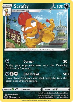 Scrafty 042/73  - Reverse Holofoil Champions Path - Holo Rare