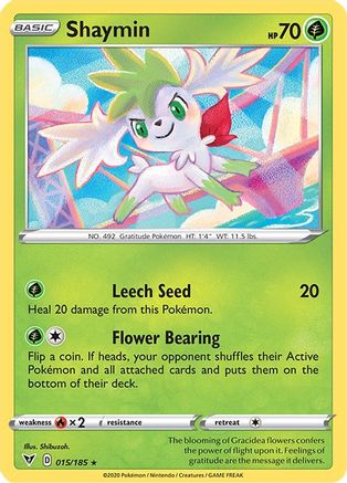 Shaymin 015/185  - Reverse Holofoil SWSH04 Vivid Voltage - Holo Rare