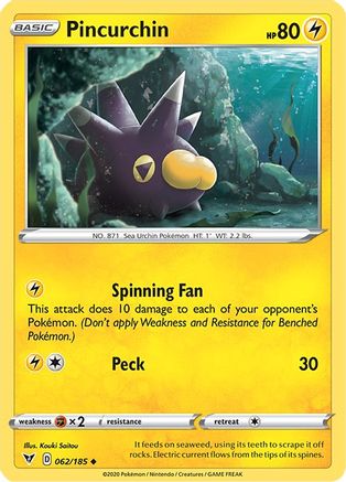Pincurchin 062/185  - Reverse Holofoil SWSH04 Vivid Voltage - Uncommon